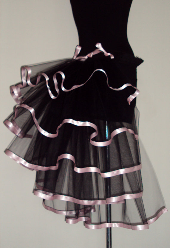 F7319-2 5 Tiered Half Burlesque Bustle Party Tutu Tail Skirt Fancy Dress